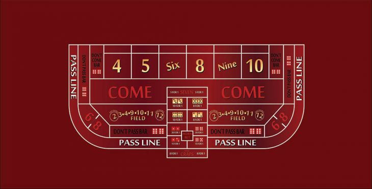 6ft x 62in Craps Single Layout Burgundy (Billiard Cloth) main image